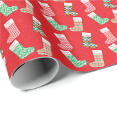 Papier Cadeau Christmas stockings small holiday wrapping paper (Coin rond)