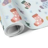 Papier Cadeau Christmas Stockings Wrapping Paper (Coin rond)