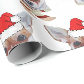Papier Cadeau Christmas Tan Chihuahua Santa Hat (Coin rond)