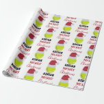 Papier Cadeau Christmas Tennis Sports Ball Nom personnalisé<br><div class="desc">Une jolie illustration de balle de tennis portant un chapeau de Père Noël avec des mots "Joyeux Noël" et votre nom personnalisé. Parfait pour les adultes et les enfants qui aiment jouer au tennis. Un papier d'emballage de Noël à thème de tennis idéal pour les joueurs de tennis, les entraîneurs...</div>