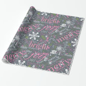Papier Cadeau Christmas Text and Snowflake Pattern Slate ID257 (Déroulé)