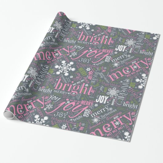 Papier Cadeau Christmas Text and Snowflake Pattern Slate ID257 (Déroulé)