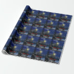 Papier Cadeau Christmas Train in the snow<br><div class="desc">Christmas train at night going through a snowy forest.  100% Customizable. Click on the CUSTOMIZE button to add,  move,  delete,  resize or change any of the fonts or graphics.</div>