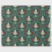 Papier Cadeau Christmas Tree and Reindeer -Folk Art - Green (Plat)