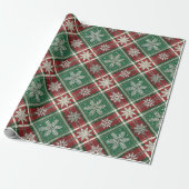 Papier Cadeau Christmas Vintage Plaid Holly & Deer Pattern (Déroulé)