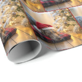 Papier Cadeau Christmas Weimaraner Dog By a Tree (Coin rond)