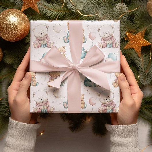 Papier Cadeau Christmas Whimsical Teddy Bears Wrapping Paper