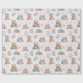 Papier Cadeau Christmas Whimsical Teddy Bears Wrapping Paper (Plat)