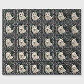 Papier Cadeau Christmas white fox white wolf sparkling snowflake (Plat)