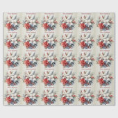Papier Cadeau Christmas White Red Flowers Holidays Elegant (Plat)