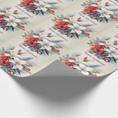 Papier Cadeau Christmas White Red Flowers Holidays Elegant (Coin)