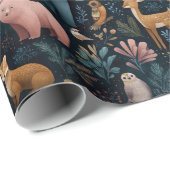 Papier Cadeau Christmas Wild Animals Wrapping Paper (Coin rond)