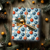 Papier Cadeau Christmas Wrapping Paper Red White & Blue Ornament