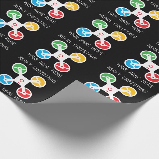 Papier Cadeau Christmas wrapping paper with fun drone silhouette (Coin)