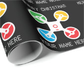 Papier Cadeau Christmas wrapping paper with fun drone silhouette (Coin rond)