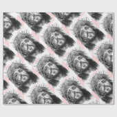 Papier Cadeau Christmas Wrapping Pink &White Stripe Jesus Christ (Plat)