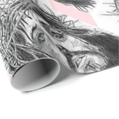 Papier Cadeau Christmas Wrapping Pink &White Stripe Jesus Christ (Coin rond)