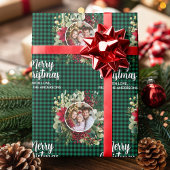 Papier Cadeau Christmas Wreath Plaids Family Photo Personalized