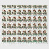 Papier Cadeau Chritmas vintage neige et père Noël (Plat)