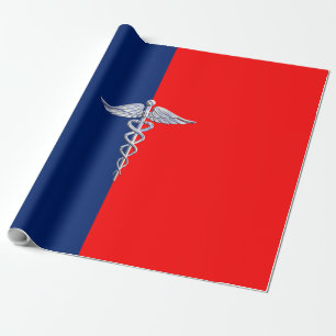 Papier Cadeau Chrome Comme Caduceus Symbole Médicale Ligue Décor