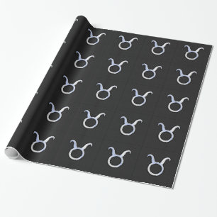 Papier Cadeau Chrome Like Taurus Zodiac Sign on Black Snake Skin