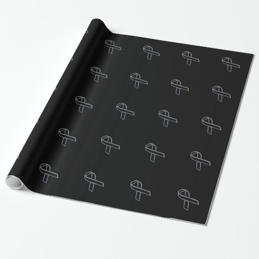 Papier Cadeau Chrome Noir sur le ruban noir (Déroulé)