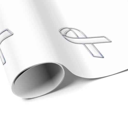 Papier Cadeau Chrome Silver Imprimé Ceinture White Ribbon Sensib (Coin rond)