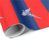 Papier Cadeau Chrome Style Caduceus Médicale Symbole Ligue (Coin rond)