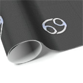 Papier Cadeau Chrome Style Cancer Symbole Zodiaque (Coin rond)