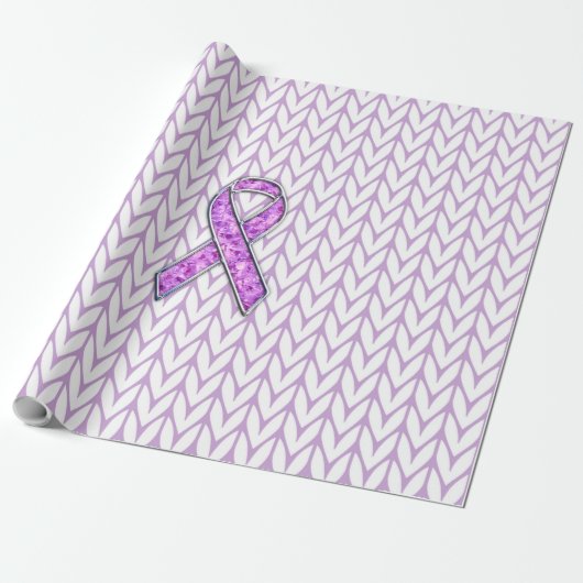 Papier Cadeau Chrome style Crystal Pink Ribbon Awareness Knit (Déroulé)