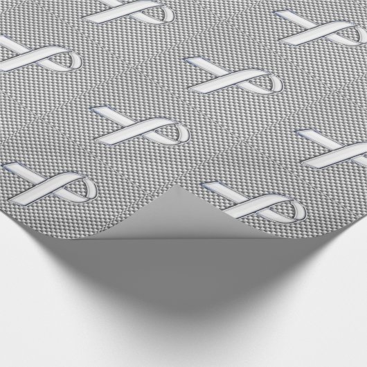 Papier Cadeau Chrome White Ribbon Sensibilisation Carbone Fibre (Coin)