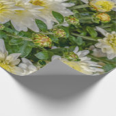 Papier Cadeau Chrysanthème Floral Jaune Vert Blanc Blanc (Coin)