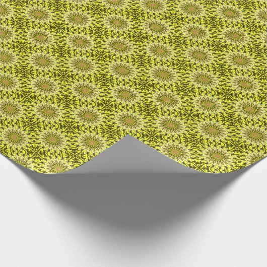Papier Cadeau Chrysanthème jaune Motif Floral Abstrait (Coin)