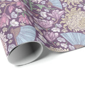 Papier Cadeau Chrysanthème Maman Fête des Mères Jardin Japon (Coin rond)