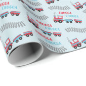 Papier Cadeau Chugga Chugga Choo Choo Train Wrapper Paper Roll (Coin rond)