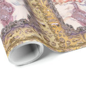 Papier Cadeau Chut ! C'est Noël rose victorien Père Noël (Coin rond)