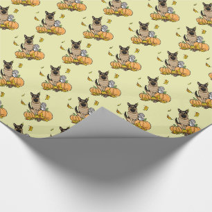 Papier Cadeau Chute berger allemand chien (tan noir) Citrouille