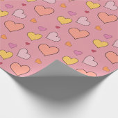 Papier Cadeau Chute dans l'amour Coeurs d'automne rose Jaune Blu (Coin)