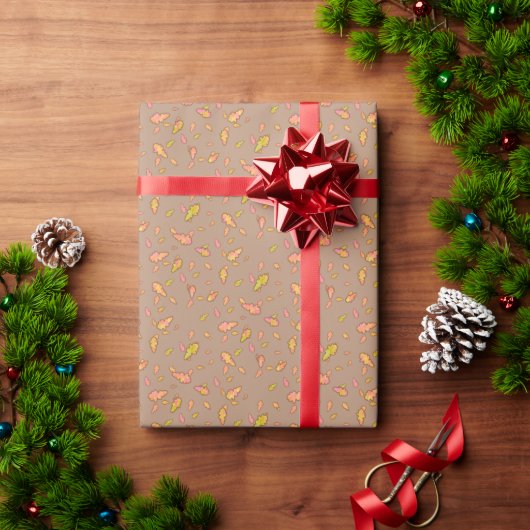 Papier Cadeau Chute d'or Brown sur Fawn (Cadeau de vacances)