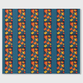 Papier Cadeau Chute doré orange feuille marine bleu arrière - pl (Plat)