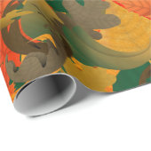 Papier Cadeau Chute du Motif Feuille pour l'automne (Coin rond)