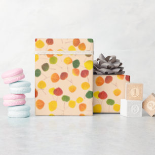 Papier Cadeau Chute Feuilles Aspen sur Pastel Orange Toutes les 