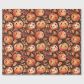 Papier Cadeau Chute Souriant Citrouilles Thanksgiving (Plat)