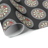 Papier Cadeau Cible de flechettes sur noir (Coin rond)