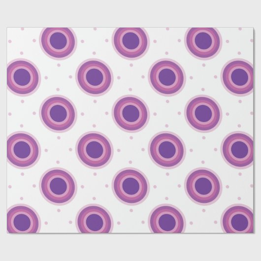 Papier Cadeau Cible Taureau Violet Points Ronds Cercles (Plat)