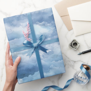 Papier Cadeau Ciel Abstrait Brouillard Bleu Aquarelle Douce