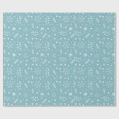 Papier Cadeau Ciel bleu avec flocons de neige, points & minuscul (Plat)