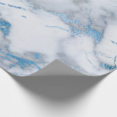 Papier Cadeau Ciel bleu blanc Marbre gris brosses brillantes (Coin)