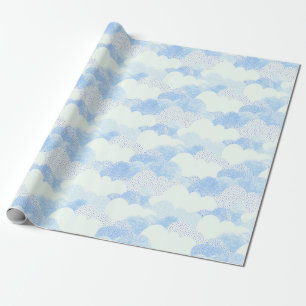 Papier Cadeau Ciel Bleu Et Blanc Texturés Nuages Abstraits