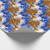Papier Cadeau Ciel Bleu Et Nuages Motif D'Art Abstrait (Coin)